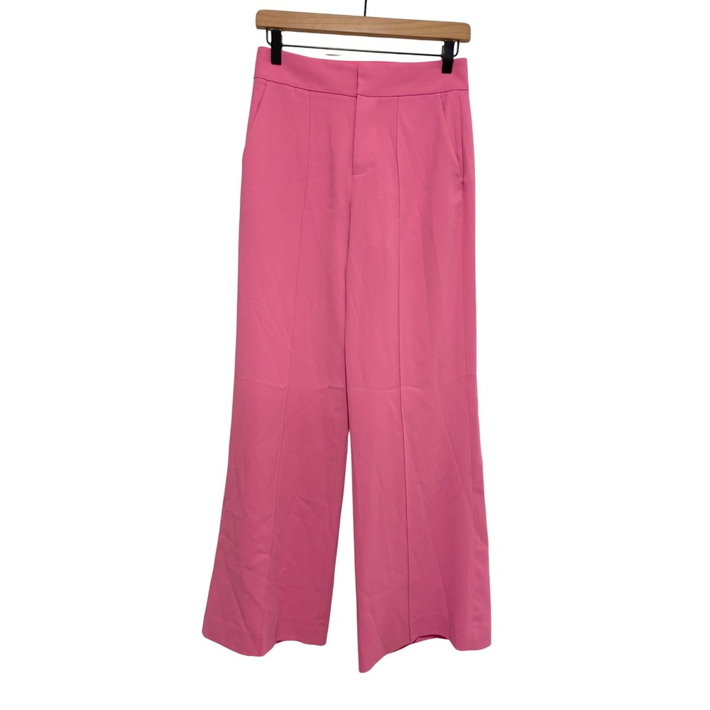 Alice + Olivia Pink Dylan Pant High Waisted Wide Leg Trousers Size 2